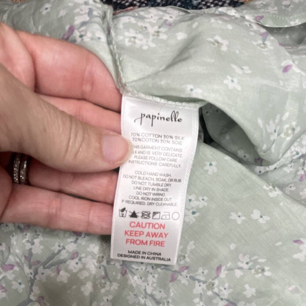 Anthropologie Papinelle Cheri Blossom Maxi Nightgown Silk Cotton Large $109 - Picture 5 of 9